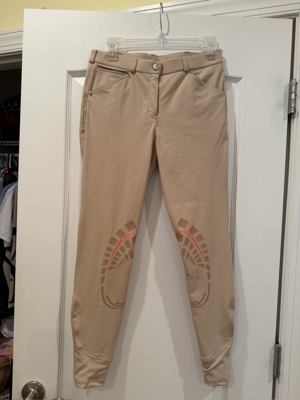 Schockemohle Equestrian Women's Beige Riding Breeches with Knee Grip